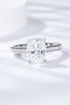 3 Carat Moissanite Platinum-Plated Side Stone Ring