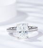 3 Carat Moissanite Platinum-Plated Side Stone Ring